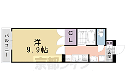 御所南100 1Kの間取図画像