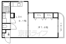 ウエストリュエル 1DKの間取図画像