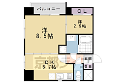 エスリード西大路駅前 2DKの間取図画像