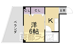 サンスィート金閣 1Kの間取図画像