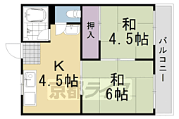 ハイツ北浦 2DKの間取図画像