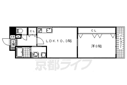 エリーフラッツ浜大津 1LDKの間取図画像