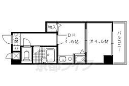 ライオンズマンション五条大宮第2 1DKの間取図画像