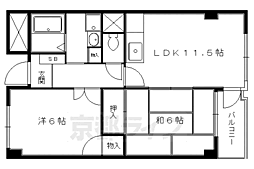 シルベーヌ北山 2LDKの間取図画像