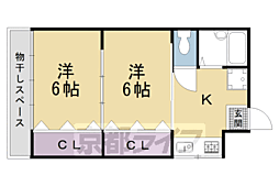 プルミエール東山二条 2Kの間取図画像