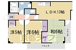 ラ・ペルル城陽 3LDKの間取図画像
