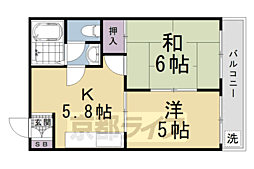 アムール五条 2DKの間取図画像