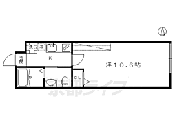 BochiBochi烏丸 1Kの間取図画像