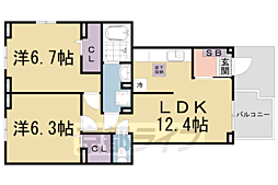 コーポ勢多6番館 2LDKの間取図画像