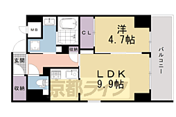 都壱番館三条堀川 1LDKの間取図画像