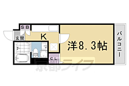 デ・アッシュ西京極 1Kの間取図画像
