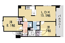リーガル京都烏丸五条通り 2LDKの間取図画像