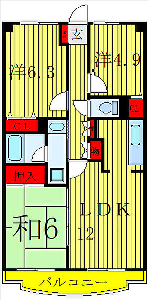 ハッピネス戸田 302｜埼玉県戸田市氷川町1丁目(賃貸マンション3LDK・3階・66.15㎡)の写真 その2