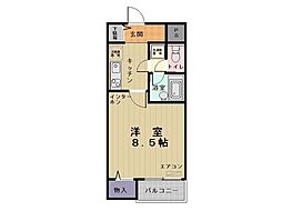 ヴィクトワール21 206 2階1Kの間取り