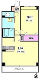 メイプルリーフ中溝 1LDKの間取図画像