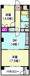 大井町ハイツ 2DKの間取図画像