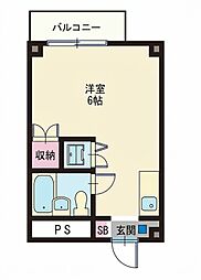 アルカーサRIE ワンルームの間取図画像