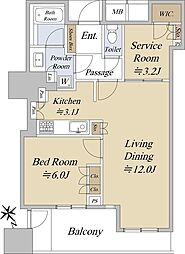 クレヴィアタワー中之島 28階1SLDKの間取り