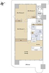 リバーガーデンシティさくらの丘A棟 9階3LDKの間取り