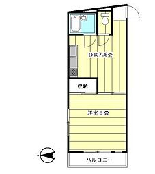 平原ビル 1DKの間取図画像