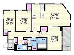 ミレーネ芦屋東山 4階3LDKの間取り