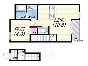 兵庫県西宮市津門綾羽町（賃貸アパート1LDK・2階・34.32㎡） その2