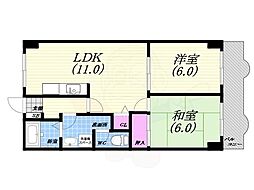 フォルチューナ芦屋 2LDKの間取図画像