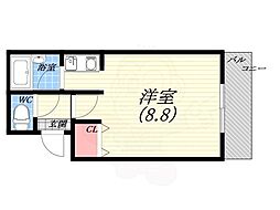 サンビオラ西宮 1Kの間取図画像