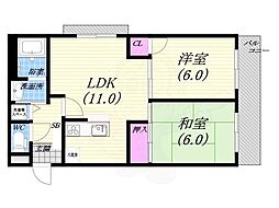 シャルマン・ドミール 2LDKの間取図画像