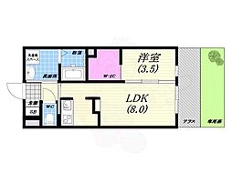 月かげ荘 2階1LDKの間取り