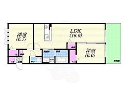 JR東海道・山陽本線 甲子園口駅 徒歩5分の賃貸アパート 1階2LDKの間取り