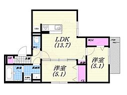 グラン アルベロ 2LDKの間取図画像