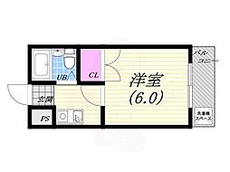 ジョイ甲子園 1Kの間取図画像