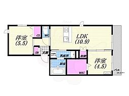 ホワイトメゾン西宮中島町 2LDKの間取図画像