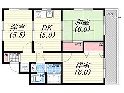 エルドラード甲子園 3DKの間取図画像