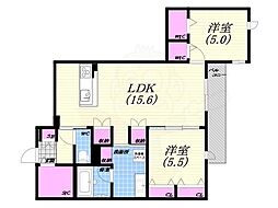 WING TOWA MAISON 2LDKの間取図画像