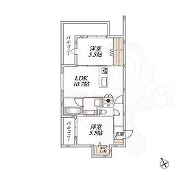 WING TOWA MAISON 2LDKの間取図画像
