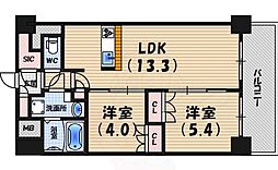 ブランシエスタ西宮 2LDKの間取図画像