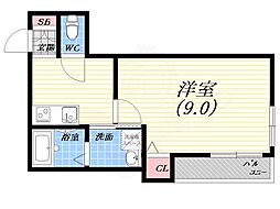 フシパレス西宮戎5番館 1Kの間取図画像