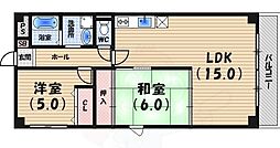 夙川喜一マンション 2LDKの間取図画像