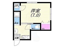 ARK武庫川 1Kの間取図画像