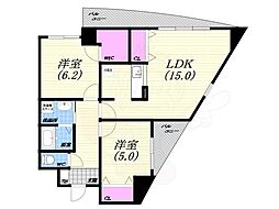 カーサコモド芦屋 2LDKの間取図画像