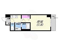 ハックスビエント甲子園口 1Kの間取図画像