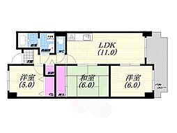 ロイヤル西宮 3LDKの間取図画像