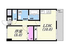ライオンズマンション芦屋西蔵町 1LDKの間取図画像