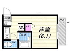 夙川ハイツアイオイ 1Kの間取図画像
