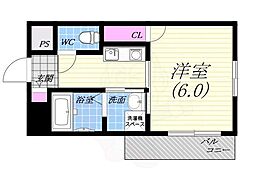アメニティヒルズ2 1Kの間取図画像