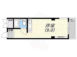 鳴尾ハイム ワンルームの間取図画像