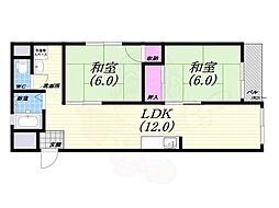 香枦園第2コーポラス 2DKの間取図画像