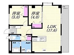 寿松ハイツ 2LDKの間取図画像